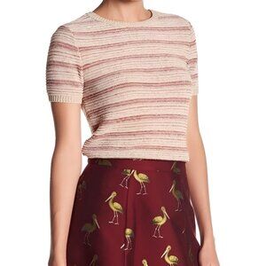 Alice + Olivia Striped Short Sleeve Dusty Metallic Rose Sweater (size S)